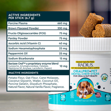 RADIUS OralPro+ Pet Dental Chew Sticks for Oral & Gut Health